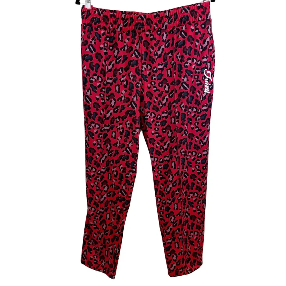 Juicy Couture Black Label Red Leopard Print Lounge Sweatpants Y2K Vibes Large